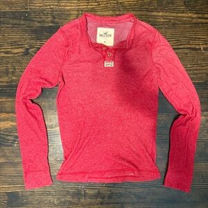 Hollister Women's Red Long Sleeve Henley